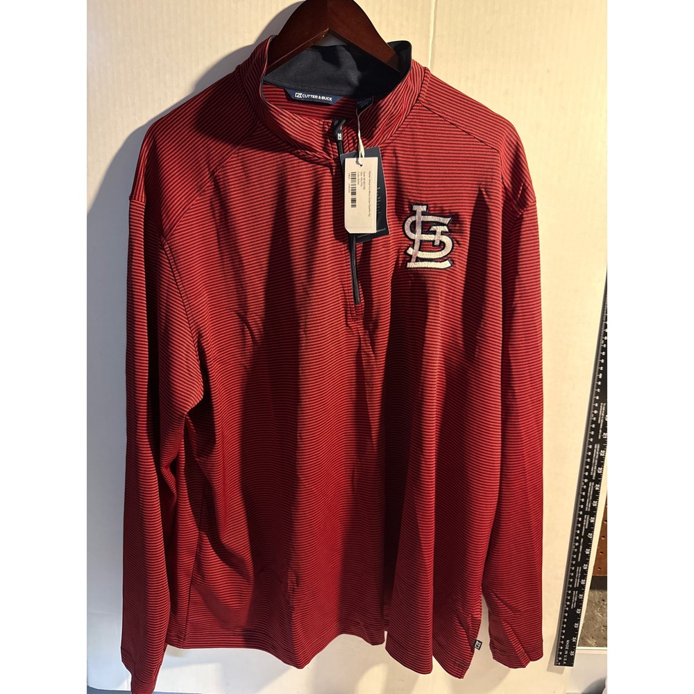 Cutter & Buck St. Louis Cardinals Virtue Eco Micro Stripe Quarter Zip Mens XXL
